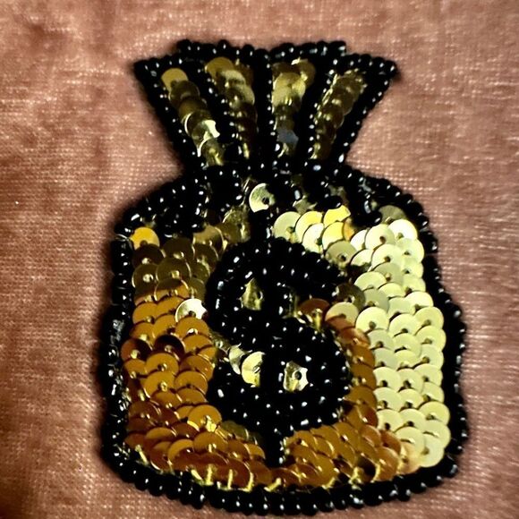 Bow & Drape NY gold sequin bead embellished pink velvet clutch pouch NWOT - Picture 2 of 11